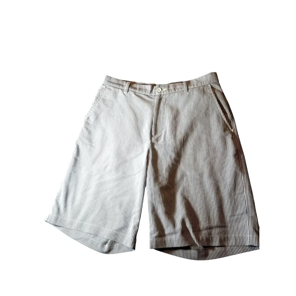 Dunning Shorts Men's Size 32 Blue White Striped Seersucker Golf Performance‎